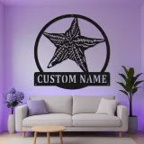Personalized Starfish Metal Sign | LED Coastal Wall Art | Nautical Beach House Decor for Home or Business