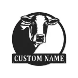 Personalisierte Kuh LED-beleuchtete Metall-Wandkunst – Geschenk im Landhausstil, rustikale Deko für Küche oder Scheune