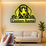 Cartel de metal LED personalizado de Dachshund, regalo para amantes de los perros, decoración para el salón 1