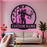 Insegna in metallo LED personalizzata per cacciatori di archi - Regalo per appassionati di tiro con l'arco - Decorazione per man cave 2