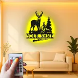 Insegna in metallo personalizzata per cacciatori di cervi con luce LED regalo personalizzato per cacciatori decorazione rustica per cabine 3