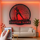 Cartel de metal LED esquiador personalizado regalo de esquí para entusiastas de deportes de invierno decoración de cabaña o refugio