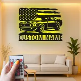 Cartel de metal LED de coche clásico personalizado Regalo para entusiastas de coches Decoración de garaje o man cave
