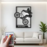 Insegna in metallo LED personalizzata per ciclisti con BMX Rider - Regalo per ciclisti, decorazione per garage o camera da letto