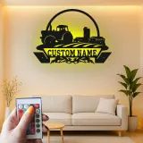 Décoration murale en métal personnalisée Tracteur de ferme avec rétroéclairage LED Cadeau pour agriculteur Décor rustique pour maison de campagne