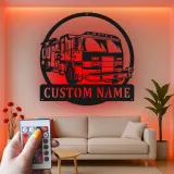 Personalized Firefighter LED Sign | Custom Metal Wall Art | Fire Station Decor | Gift for American Hero