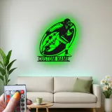 Insegna personalizzata con giocatore di football | Decorazione murale in metallo LED personalizzata | Arredo camera ragazzi e regalo per atleta | Luce sportiva per man cave