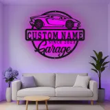 Custom Sports Car Led Light Metal Wall Art Personalized Garage Gift for Car Enthusiasts Man Cave Decor 3