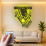 Custom Deer Skull with American Flag Led Light Metal Wall Art Personalized Gift for Hunter Rustic Man Cave Decor