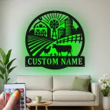 Cartel de Granja Personalizado con LED | Arte de Metal de Granja Personalizado | Placa de Nombre Familiar Rústica para Granjeros