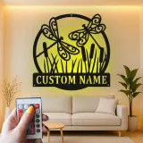Insegna in metallo LED personalizzata con libellula, regalo per amanti della natura, decorazione per giardino o patio