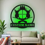 Décoration murale en métal personnalisée pour la chasse au cerf avec rétroéclairage LED, cadeau personnalisé pour les chasseurs, décoration de cabane rustique 1