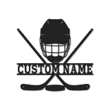Enseigne personnalisée de hockey | Décoration murale LED en métal pour salle de jeux | Cadeau personnalisé pour joueur de hockey, garçons et fans