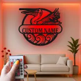Custom Pelican Led Light Metal Wall Art Coastal Home Gift Personalized Beach House Decor