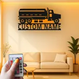 Cartel de Metal de Camión Cisterna Personalizado | Arte de Pared LED para Garaje | Decoración Industrial para Man Cave | Regalo Personalizado para Camioneros