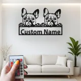 Insegna in metallo personalizzata con Bulldog Francese | Decorazione murale LED su misura | Regalo per lei amante dei cani | Arredo con nome del pet