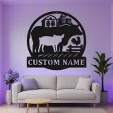 Cartel LED de Animales de Granja Personalizado | Decoración Mural de Metal Personalizada | Decoración Rústica de Establo para Regalo de Granja