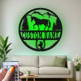 Panneau personnalisé avec nom de cheval | Décoration murale en métal LED pour ranch et maison | Cadeau équestre sur mesure