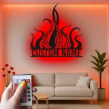 Kraken Octopus LED Metal Sign | Custom Nautical Wall Art | Personalized Tentacles Decor for Business & Ocean Lovers