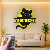 Insegna in metallo personalizzata con silhouette di gatto e luce LED regalo per amanti degli animali decorazione per soggiorno o camera da letto