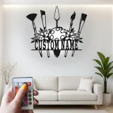 Insegna in metallo personalizzata con luce LED a forma di tavolozza per artisti regalo personalizzato per pittori, decorazione per studio o sala d'arte