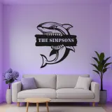 Panneau en métal LED requin personnalisé | Art mural de nom personnalisé | Décor nautique féroce | Cadeau pour chambre d'enfant et maison de plage