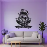 Insegna in metallo Nautica Sirena con LED | Arte murale personalizzata Ancora e timone | Regalo per amante del mare per capitano di barca o man cave