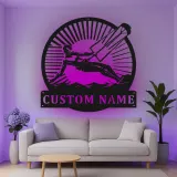 Cartel de metal LED personalizado de kitesurfista, regalo para entusiastas de deportes acuáticos, decoración para casa de playa