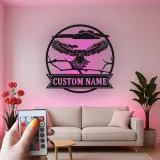 Custom Flying Owl LED Sign | Personalized Metal Wall Art | Wildlife Cabin Decor | Nature Lover Gift
