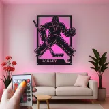 Personalized Hockey Goalie Metal Sign | LED Light Wall Art | Custom Name Decor for Game Room | Gift for Hockey Player