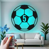 Luz de número de camiseta de fútbol personalizada | Arte mural LED de metal personalizado | Decoración deportiva para la habitación de los niños | Regalo para hijo atleta