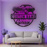 Custom Classic Car Led Light Metal Wall Art Personalized Garage Gift for Him Man Cave Decor 3