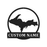 Cartel de metal personalizado con luz LED de la Península Superior, regalo personalizado de Michigan, decoración para la sala de estar o la oficina