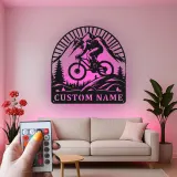 Custom Mountain Biker Metal Wall Art | Personalized Cyclist LED Sign | Outdoor Adventure Decor for Home & Garage | Gift for Him
