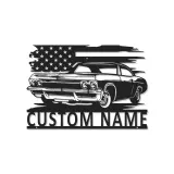 Décoration murale en métal personnalisée de voiture classique avec rétroéclairage LED - Cadeau pour passionnés de voitures - Décor de garage ou de man cave 1