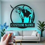 Custom Texas Longhorn Sign | LED Metal Wall Art for Ranch Decor | Personalized Farmhouse Cattle Gift