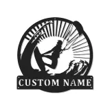 Insegna LED Personalizzata per Kiteboarding | Arte in Metallo per Kitesurfer | Regalo per Fan degli Sport Acquatici | Decorazione per Casa al Mare e Man Cave