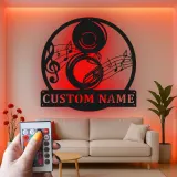 Cartel de notas musicales personalizado | Arte mural LED para estudio y sala de música | Regalo personalizado para músico