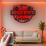 Cartel de metal LED de coche deportivo personalizado, regalo para entusiastas de coches, decoración de garaje
