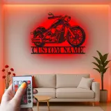 Insegna in metallo LED personalizzata per motociclisti, regalo per appassionati, decorazione per garage o man cave