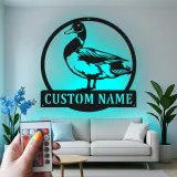 Custom Duck Led Light Metal Wall Art Personalized Gift for Nature Lovers Farmhouse Wall Decor