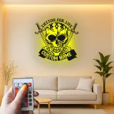 Personalized Skull & Swords LED Sign | Custom Tattoo Metal Wall Art | Gothic Home & Studio Decor | Unique Backlit Name Plaque
