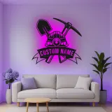 Personalisierte LED Metall-Wandkunst für Bergleute – Geschenk für Garage oder Werkstatt