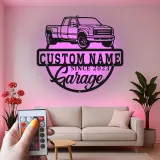 Personalisiertes Truck Garage LED Licht Metallschild - Geschenk für Auto-Enthusiasten - Garagenwanddekoration