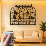 Insegna in metallo per serra personalizzata | Regalo LED per giardiniera per nonna | Arte da parete personalizzata per amanti delle piante | Arredo farmhouse moderno