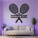 Enseigne LED personnalisée raquettes de tennis | Décoration murale en métal personnalisée | Décor sportif premium | Cadeau pour coach et enseigne de salle de jeux