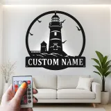 Custom Lighthouse Led Light Metal Wall Art Personalized Coastal Gift Nautical Decor for Beach House 2