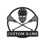 Panneau Métal de Gardien de Lacrosse Personnalisé | Art Murale LED avec Nom Personnalisé | Décor de Chambre d'Athlète & Cadeau Sportif