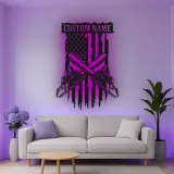 Custom Chainsaw American Flag Led Light Metal Wall Art Unique Gift for Lumberjacks Garage or Workshop Decor