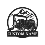Custom Mountain Crane Truck Led Light Metal Wall Art Personalized Gift for Construction Enthusiasts Garage Decor